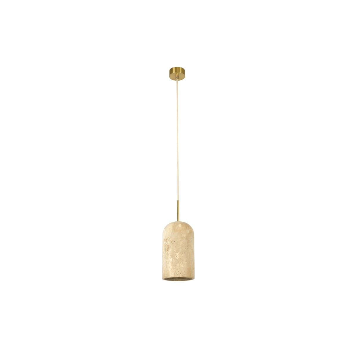 Made by Mayfair Rhodes 1 Light Large Pendant in Natural Travertine with Aged Brass Details-img-2