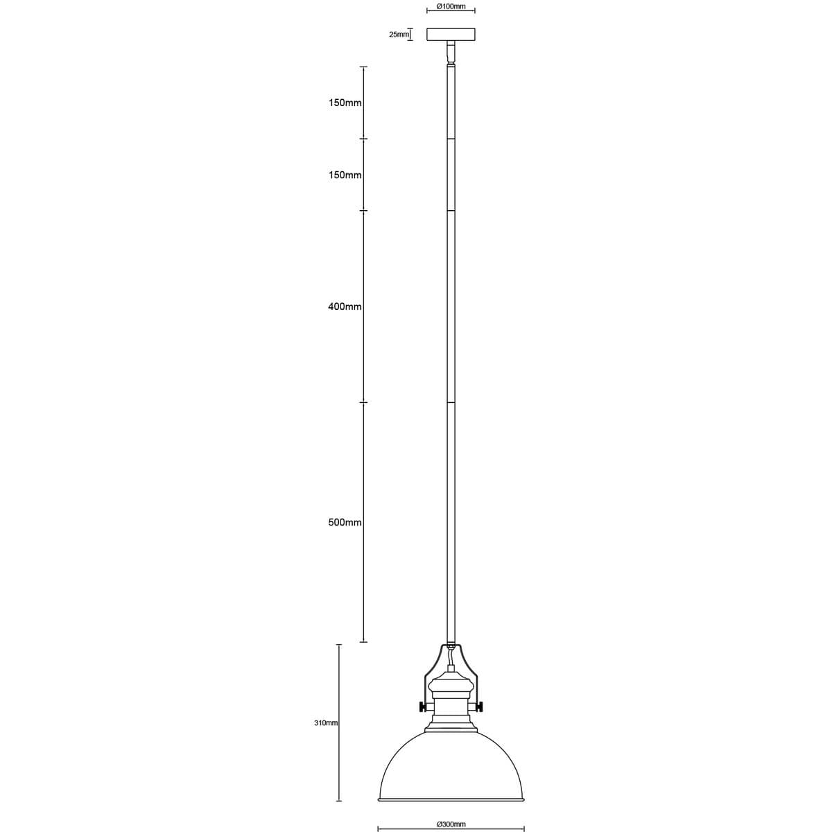 Alfred 1 Light Pendant in Black
