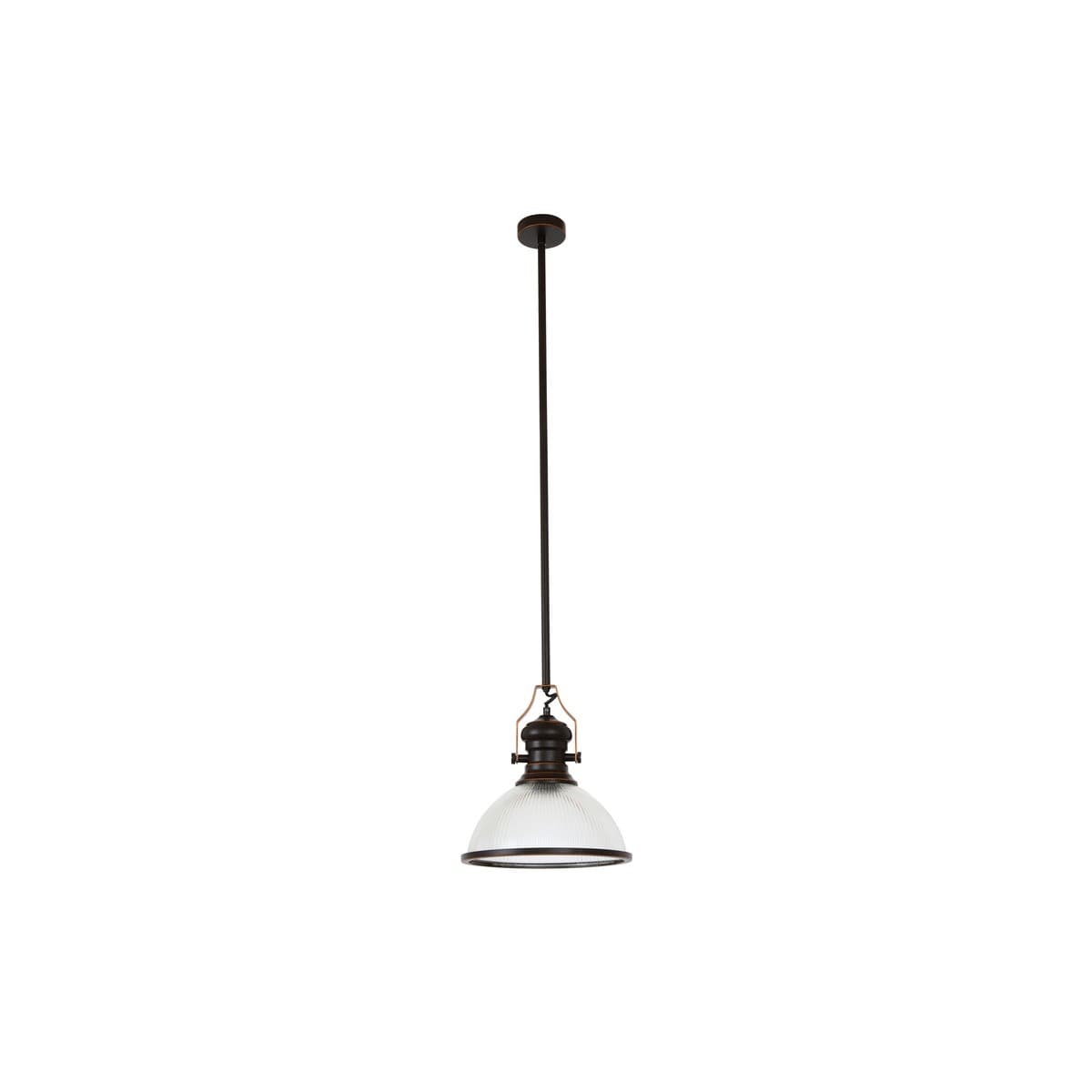 Alfred 1 Light Pendant in Oil Rubbed Bronze with Ribbed Clear Glass