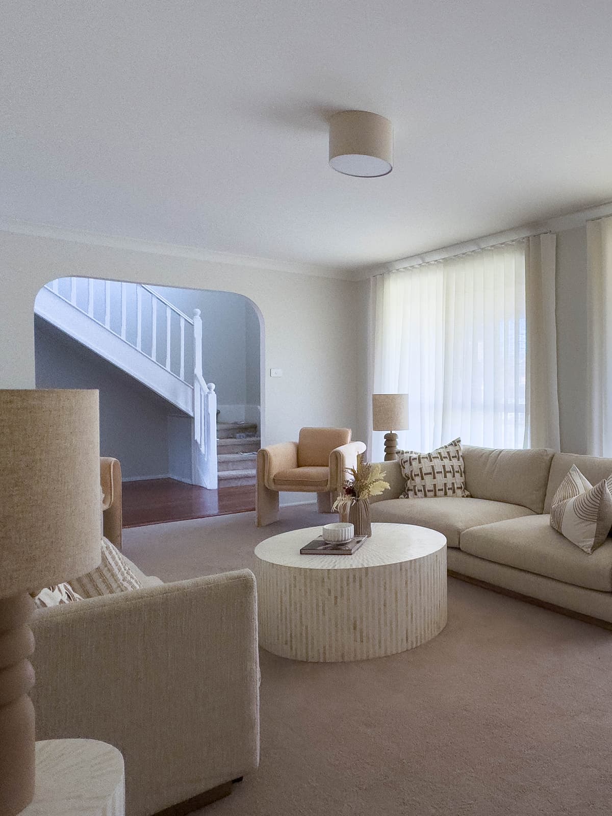 Uno 250mm 1 Light Flush Mount in Natural Fabric-img-2