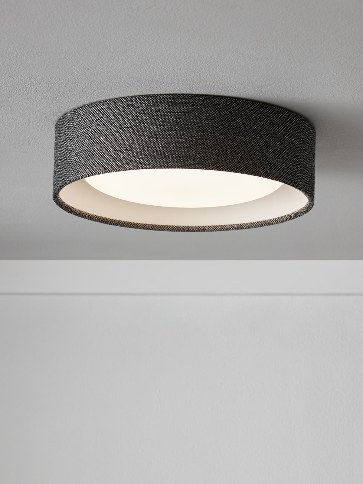 Uno 250mm 1 Light Flush Mount in Grey Fabric-img-4