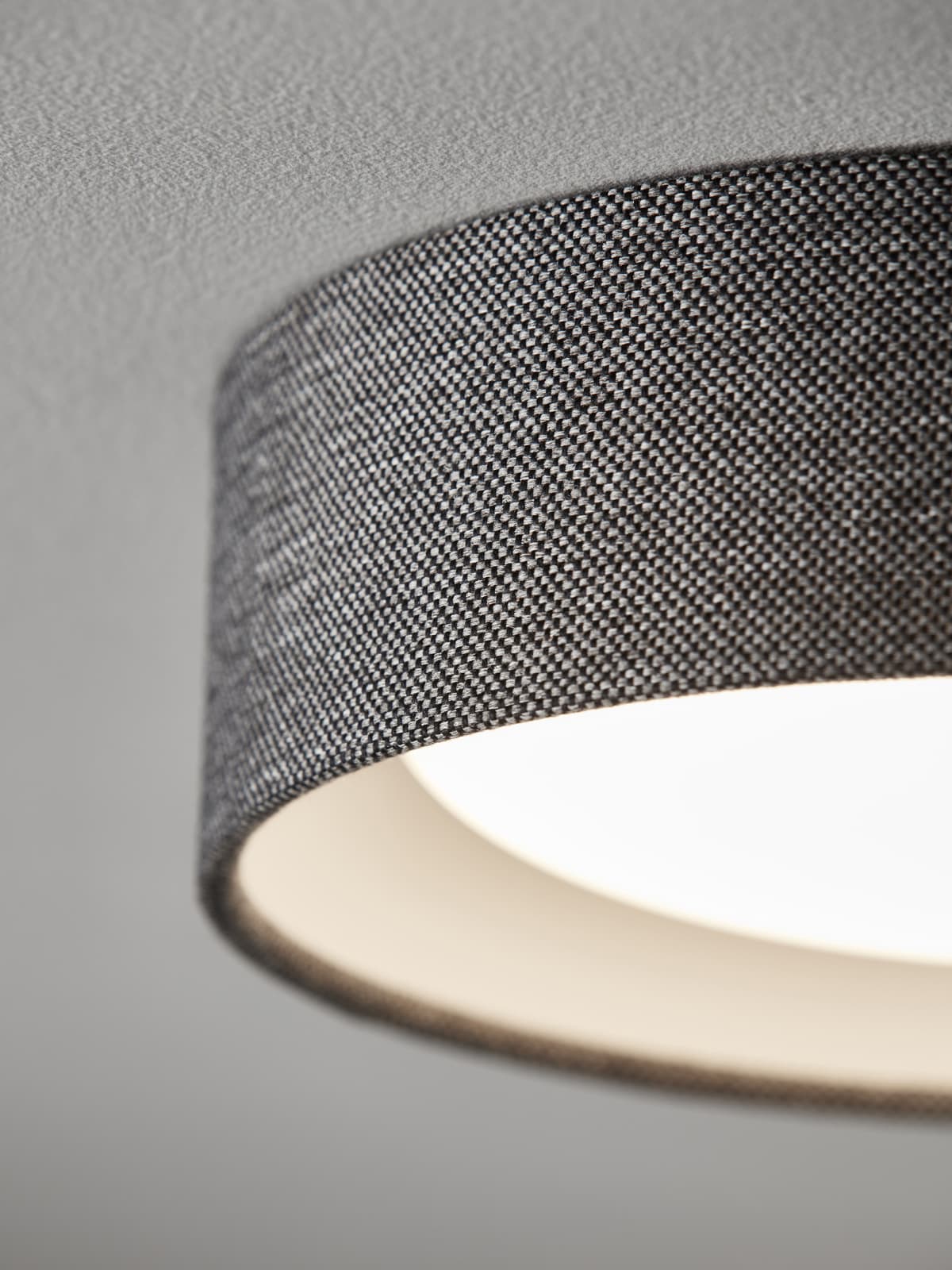 Uno 250mm 1 Light Flush Mount in Grey Fabric-img-5