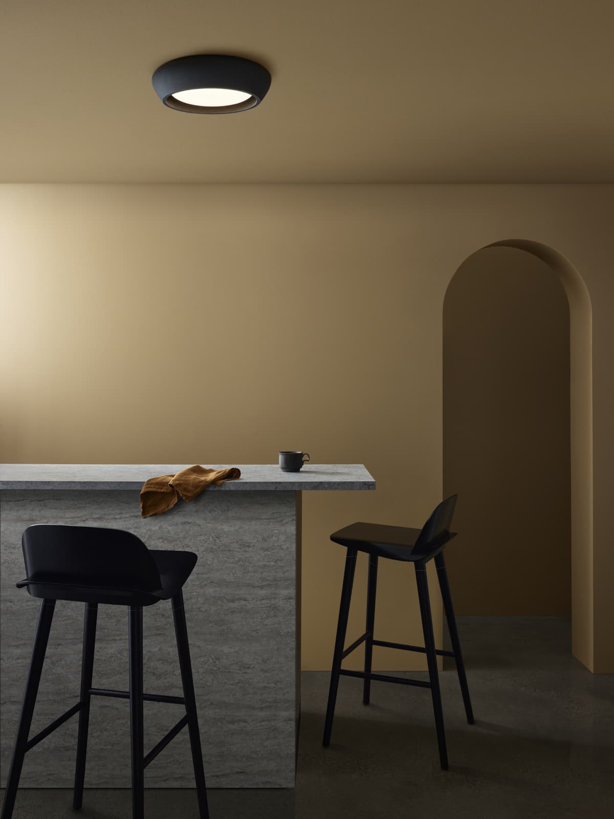 Fjord 1 Light Flush Mount in Black-img-2