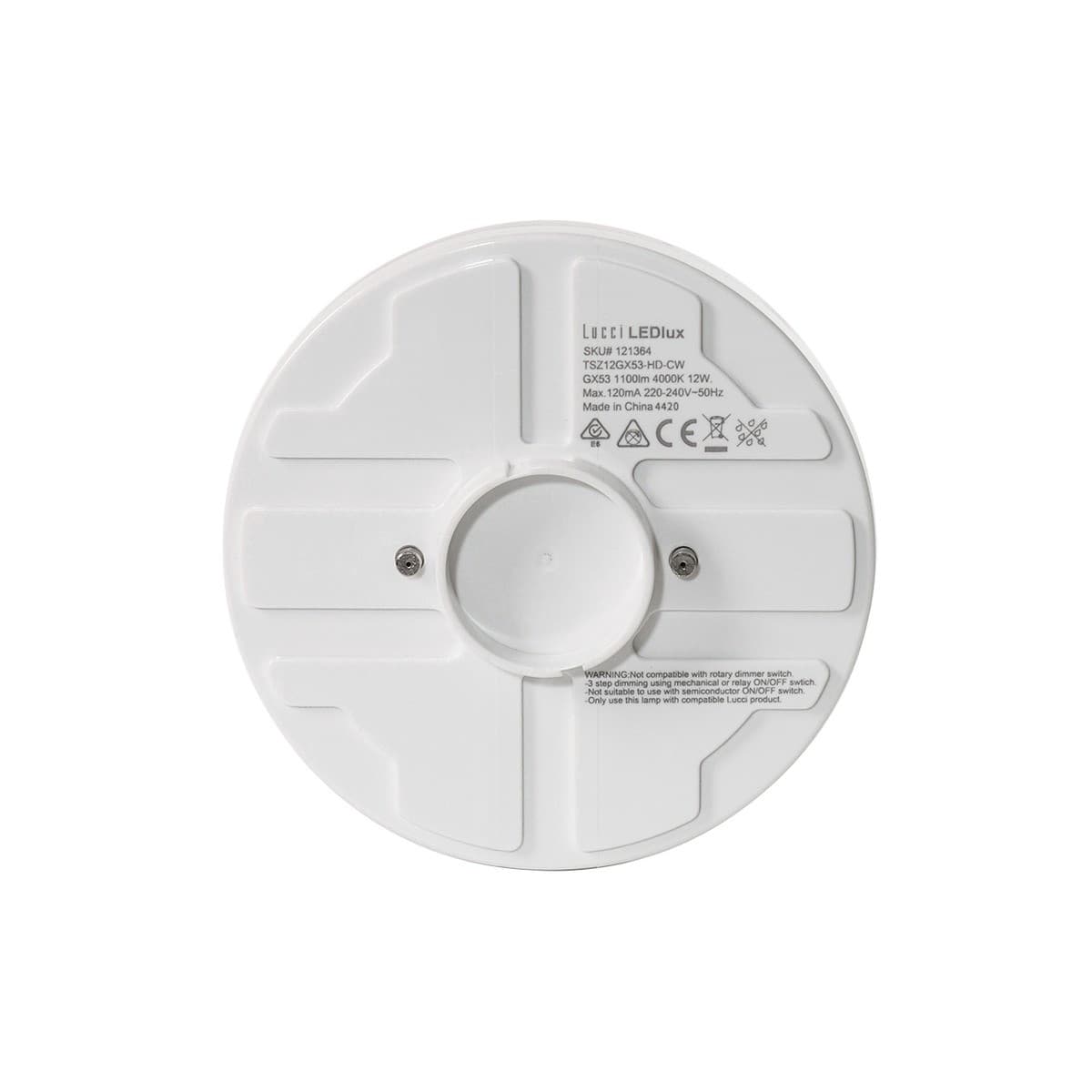 Lucci 12W 128mm GX53 LED 3 Step Dimmable globe in Cool White