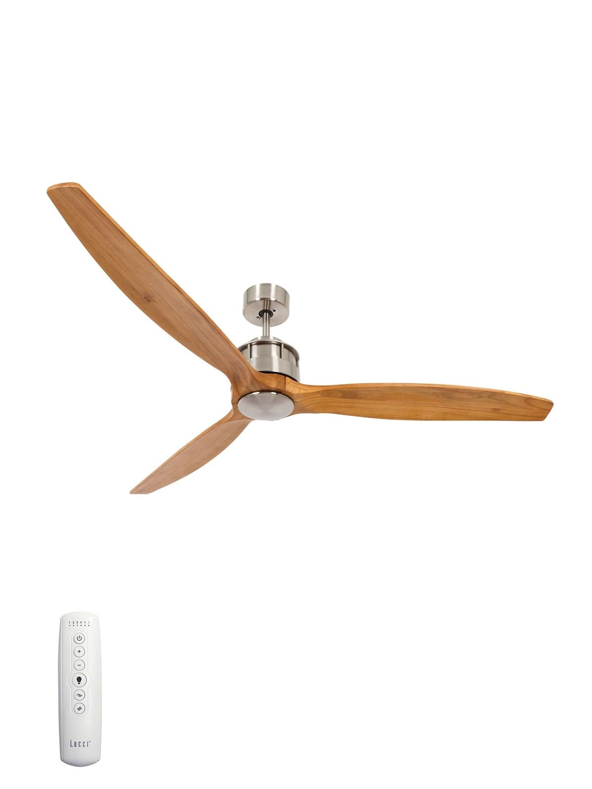 Airfusion Akmani 152cm DC Fan in Brushed Chrome/Teak