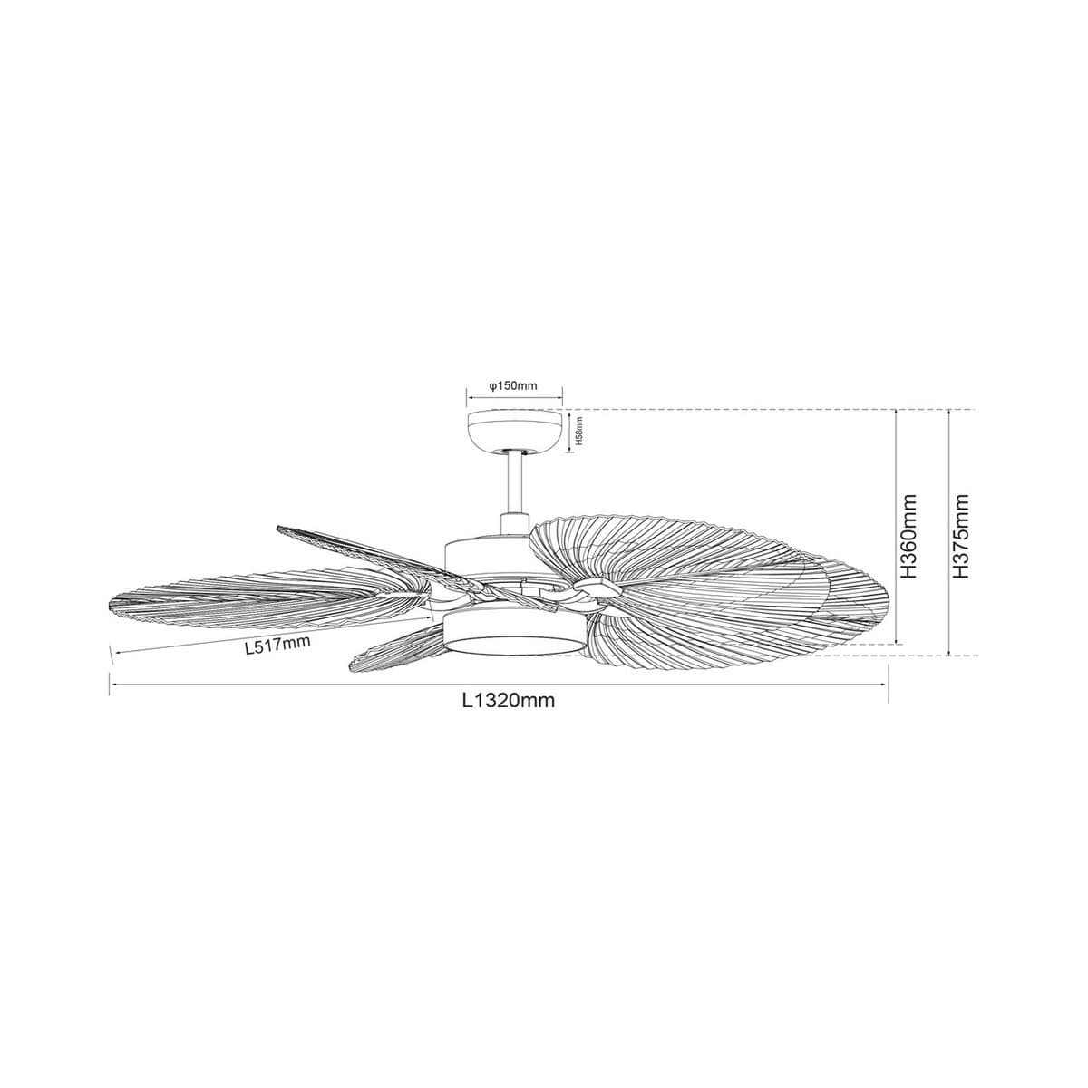 Bali 132cm DC Fan with Light in Antique White