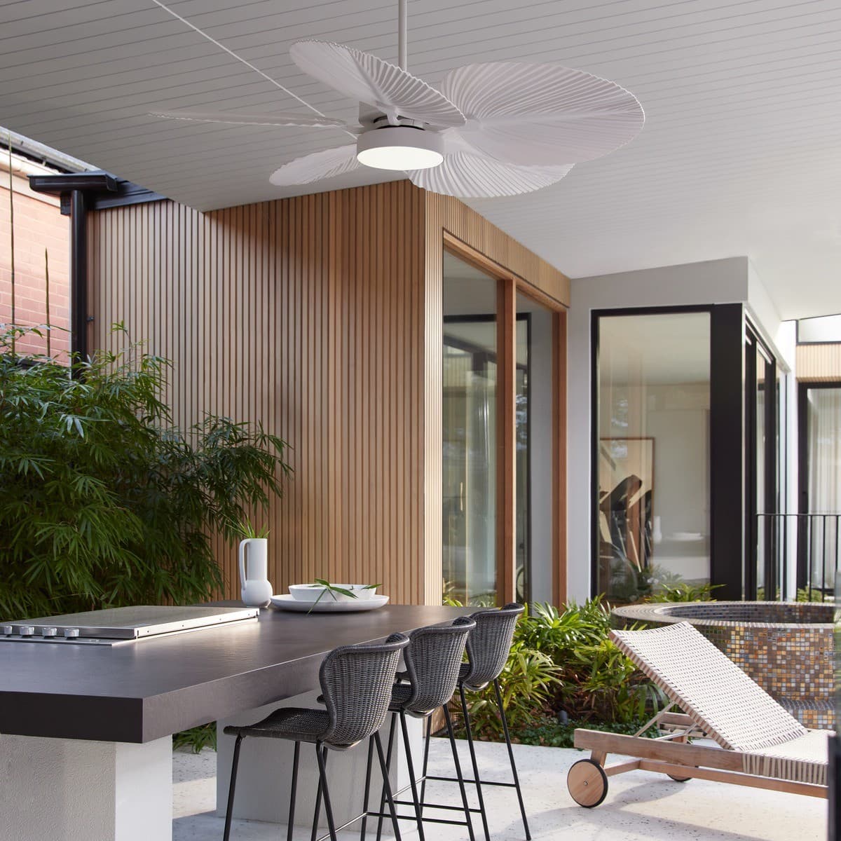 Bali 132cm DC Fan with Light in Antique White