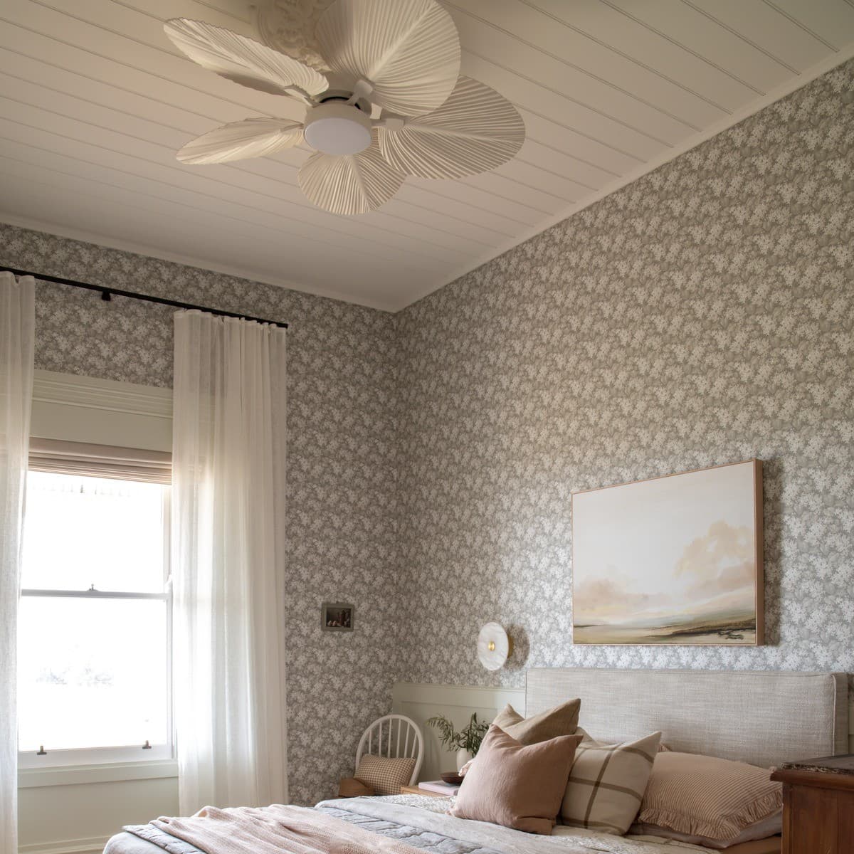 Bali 132cm DC Fan with Light in Antique White