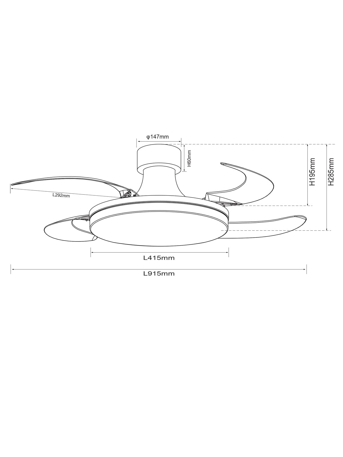 Fanaway Orbit 90cm DC Ceiling Fan with Retractable Blades and Light in White