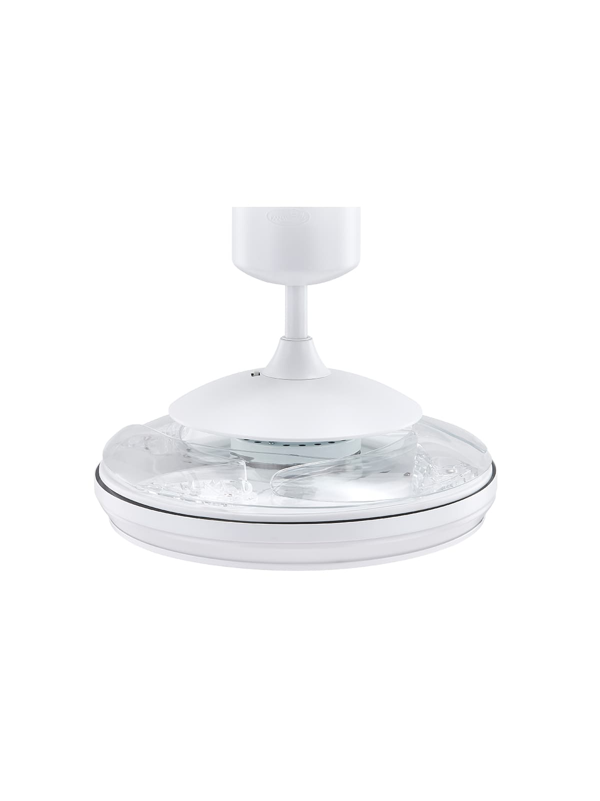 Fanaway Evo1 Prevail White Ceiling Fan with Clear Retractable Blades and LED Light and Remote