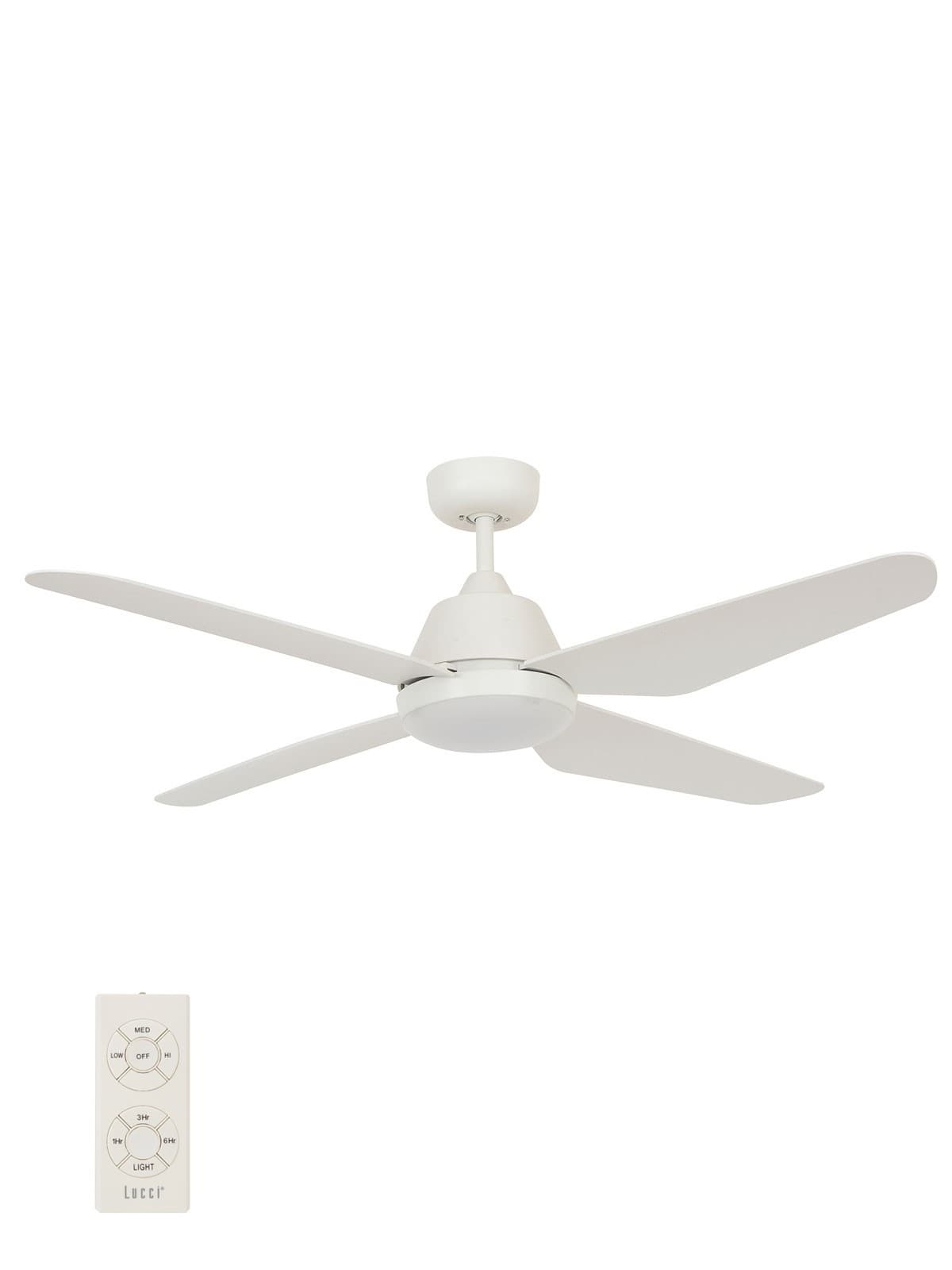 Aria 122cm Fan and LED Light with Remote in White