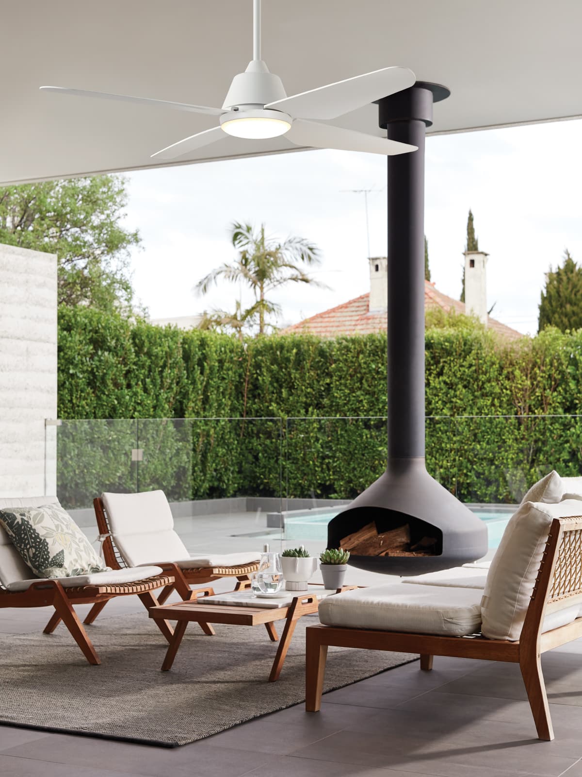 Aria 122cm Fan and LED Light with Remote in White
