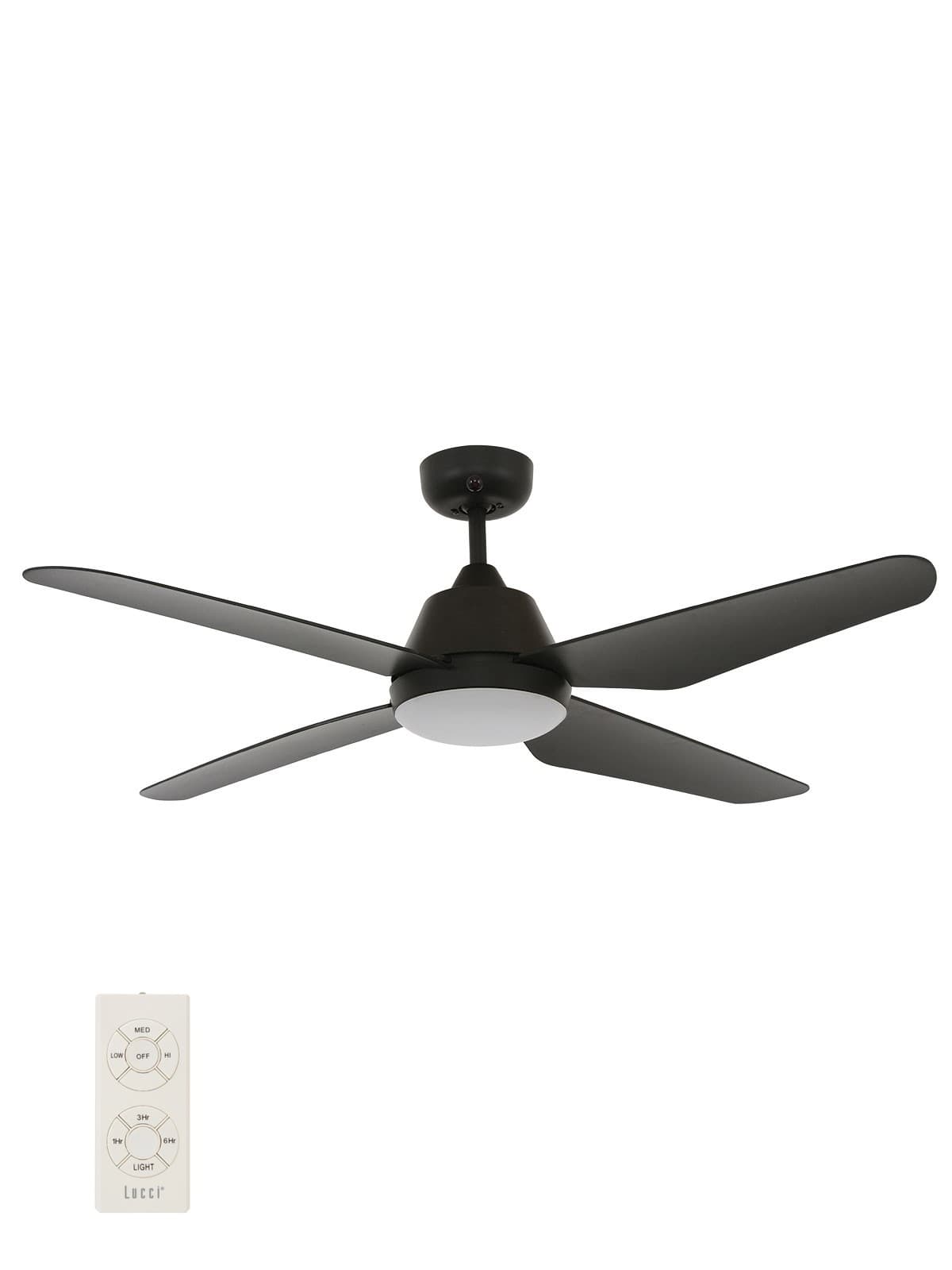 Aria 122cm Fan and LED Light with Remote in Black