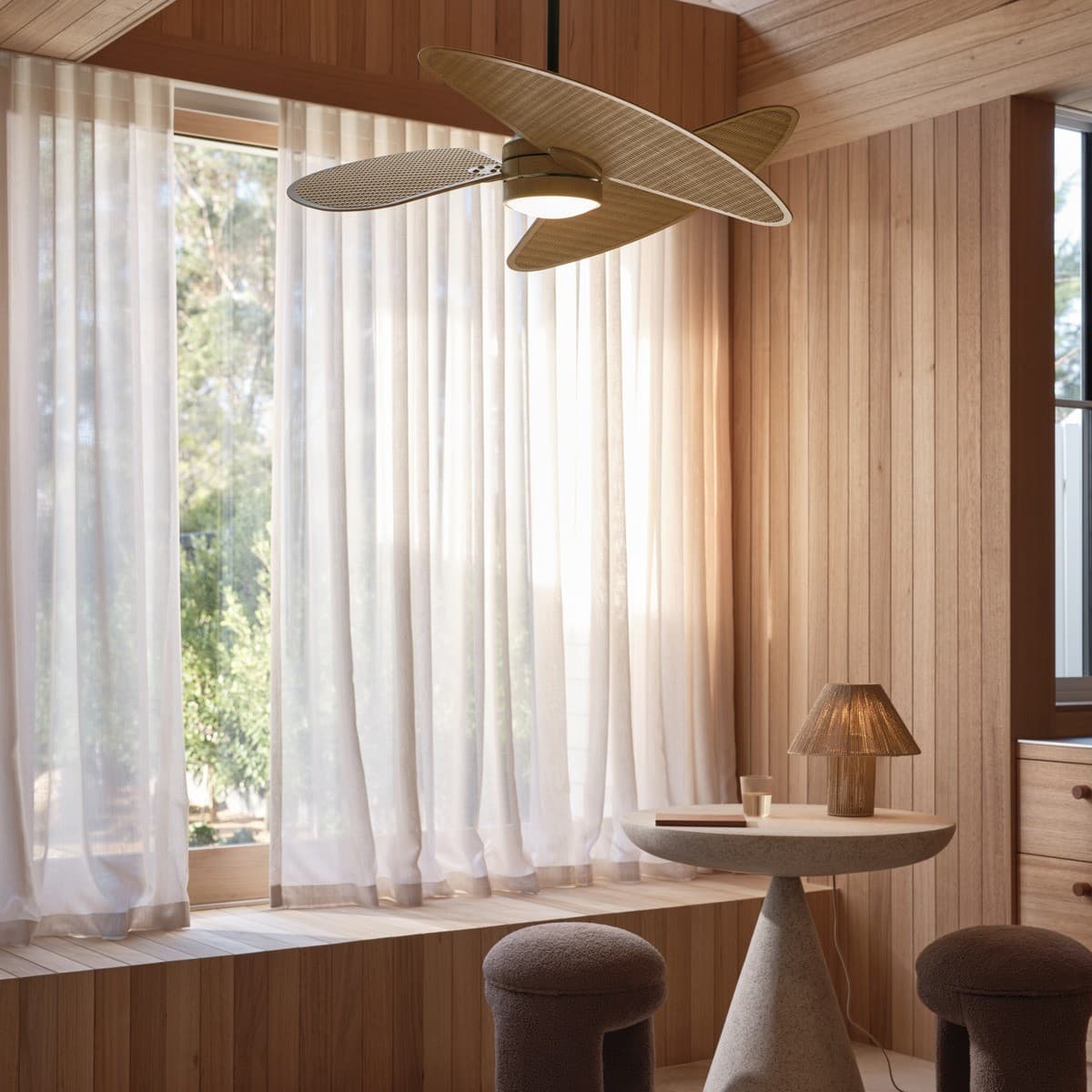 Sable 91cm DC Fan with Light in Natural