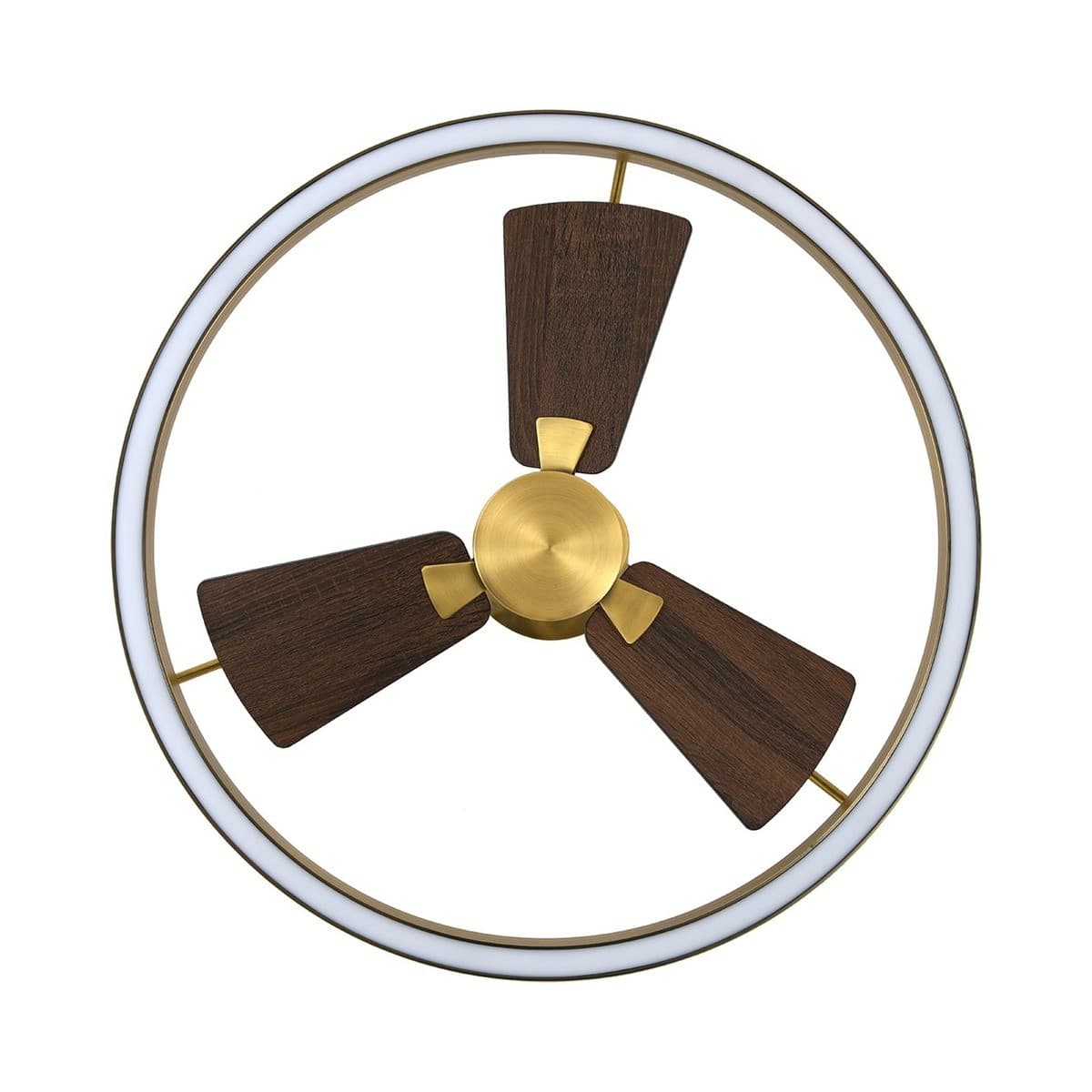 Cessna DC Fan with 700mm LED Light in Antique Brass with Walnut Blades