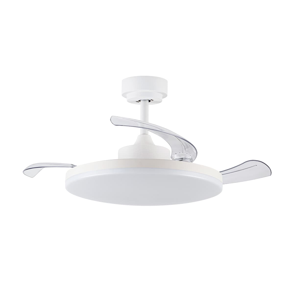 Bayside Stroll 106cm DC Fan and Light in White with Clear Retractable Blades