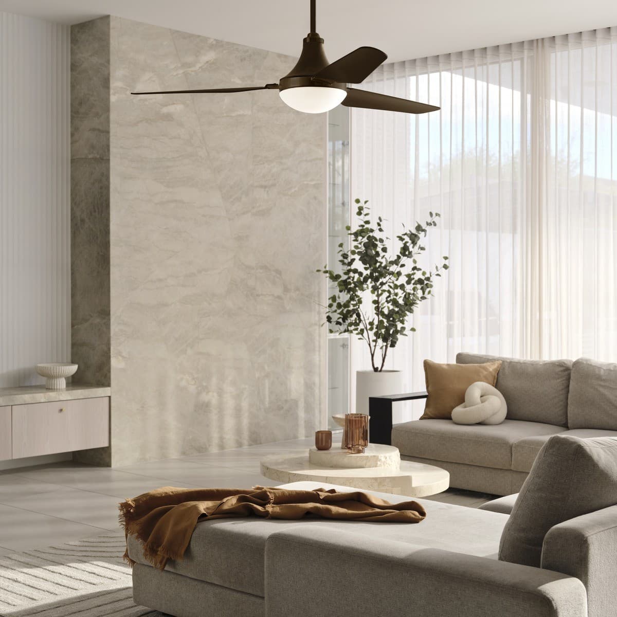 Leyndell 142cm DC Fan with Light in Bronze