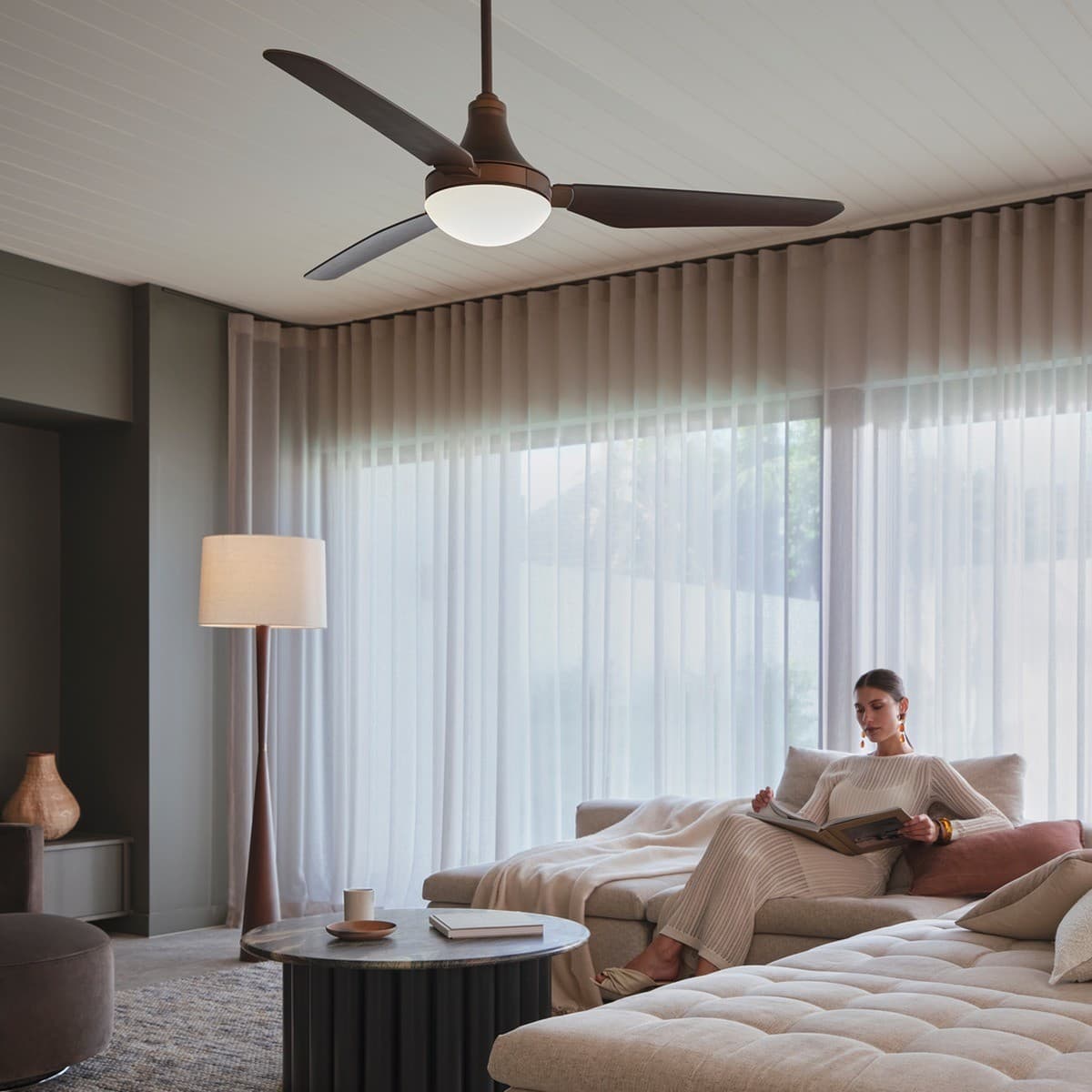 Leyndell 142cm DC Fan with Light in Bronze