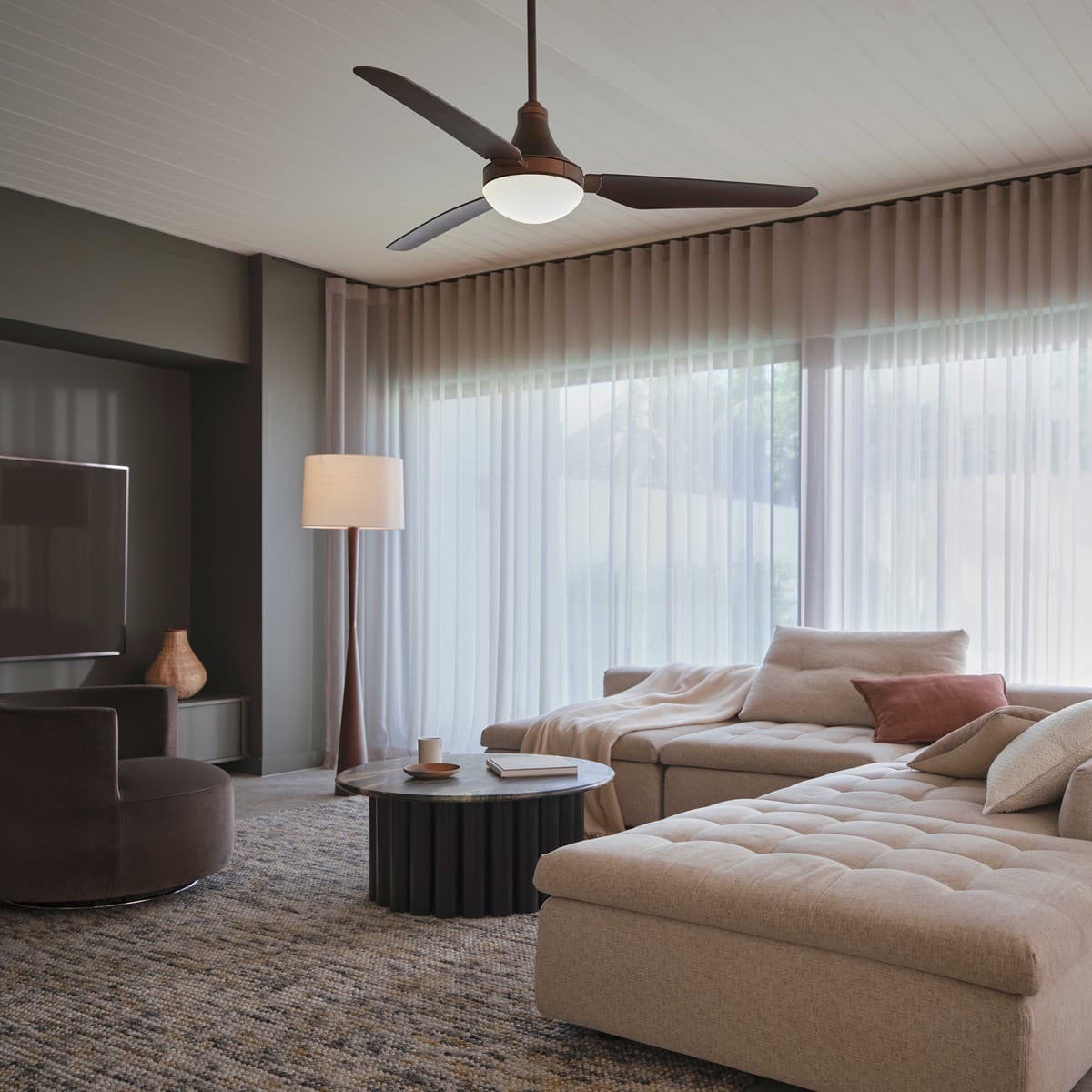 Leyndell 142cm DC Fan with Light in Bronze