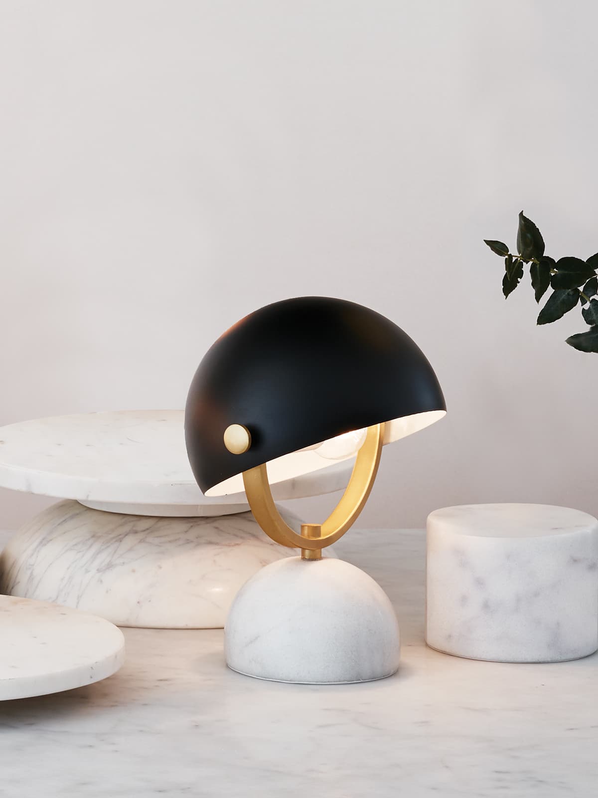 Lowe Table Lamp in White Marble/Black/Brass-img-2