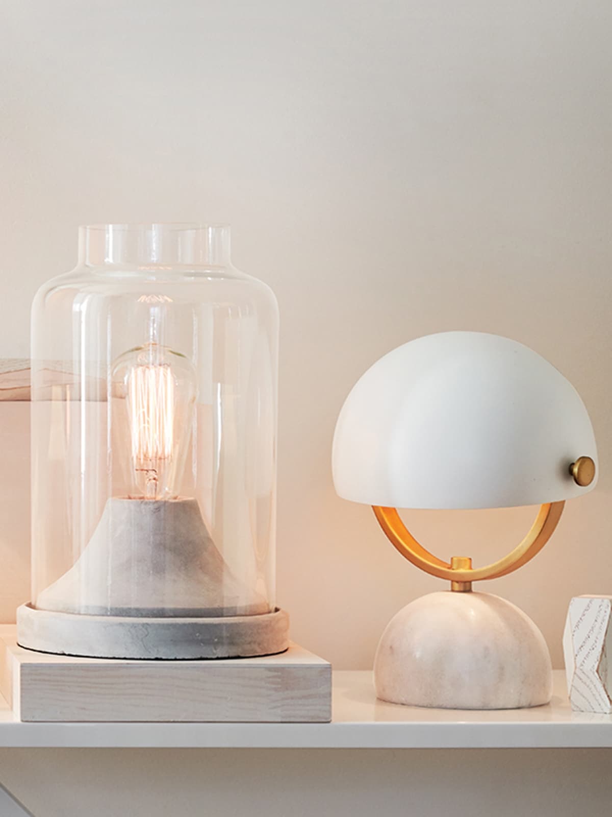 Lowe Table Lamp in White Marble/White/Brass-img-2
