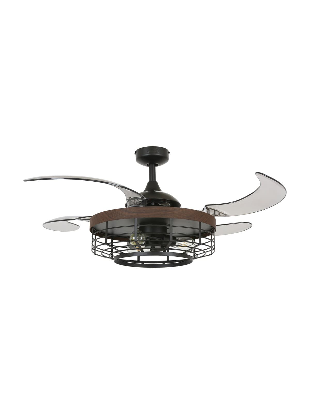 FANAWAY MONTCLAIR 48 FAN/LT IN MATT BLACK+WALNUT WITH BULB-img-1